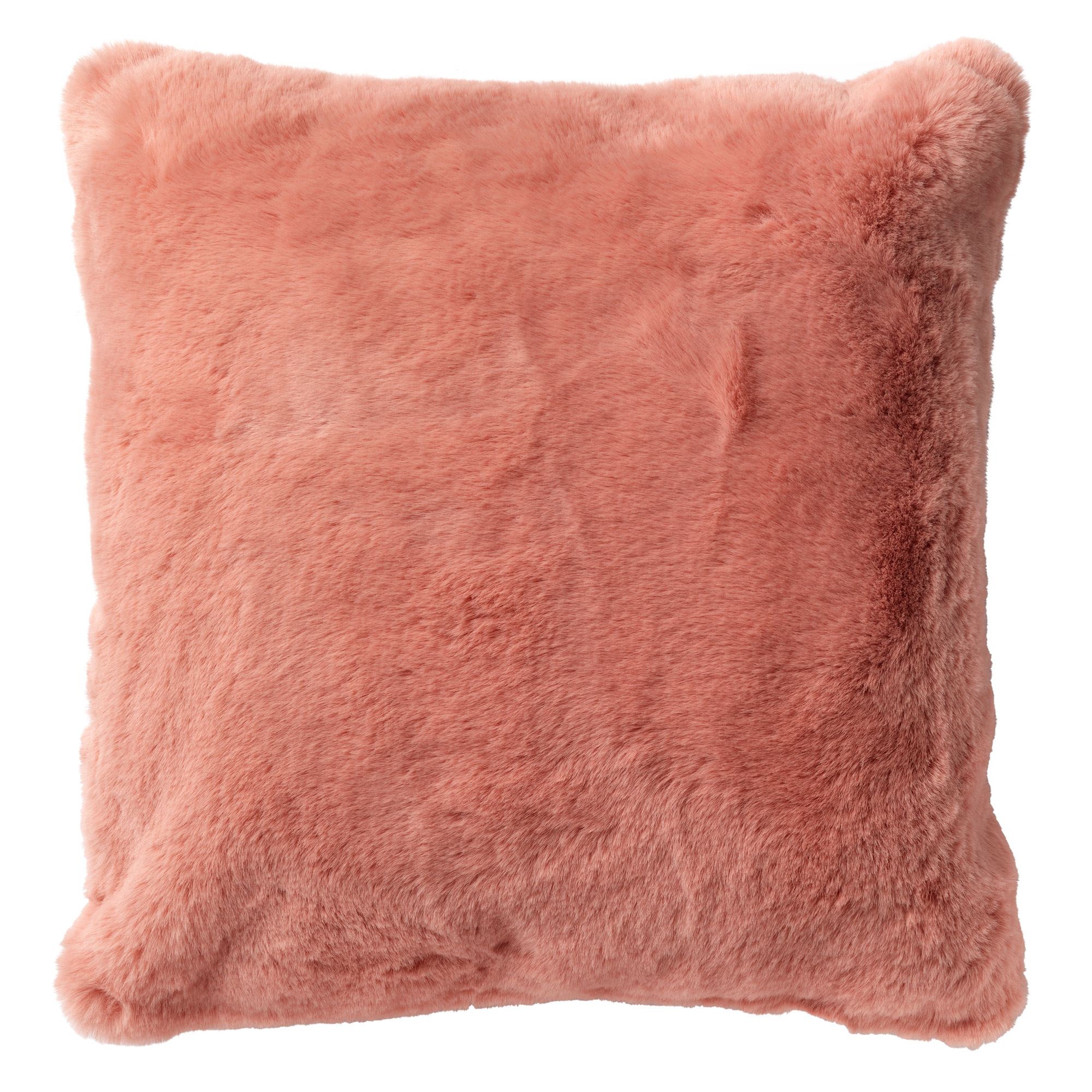 coussin imitation fourrure Rose saumon 45x45 (photo) coussin imitation fourrure Rose saumon 45x45