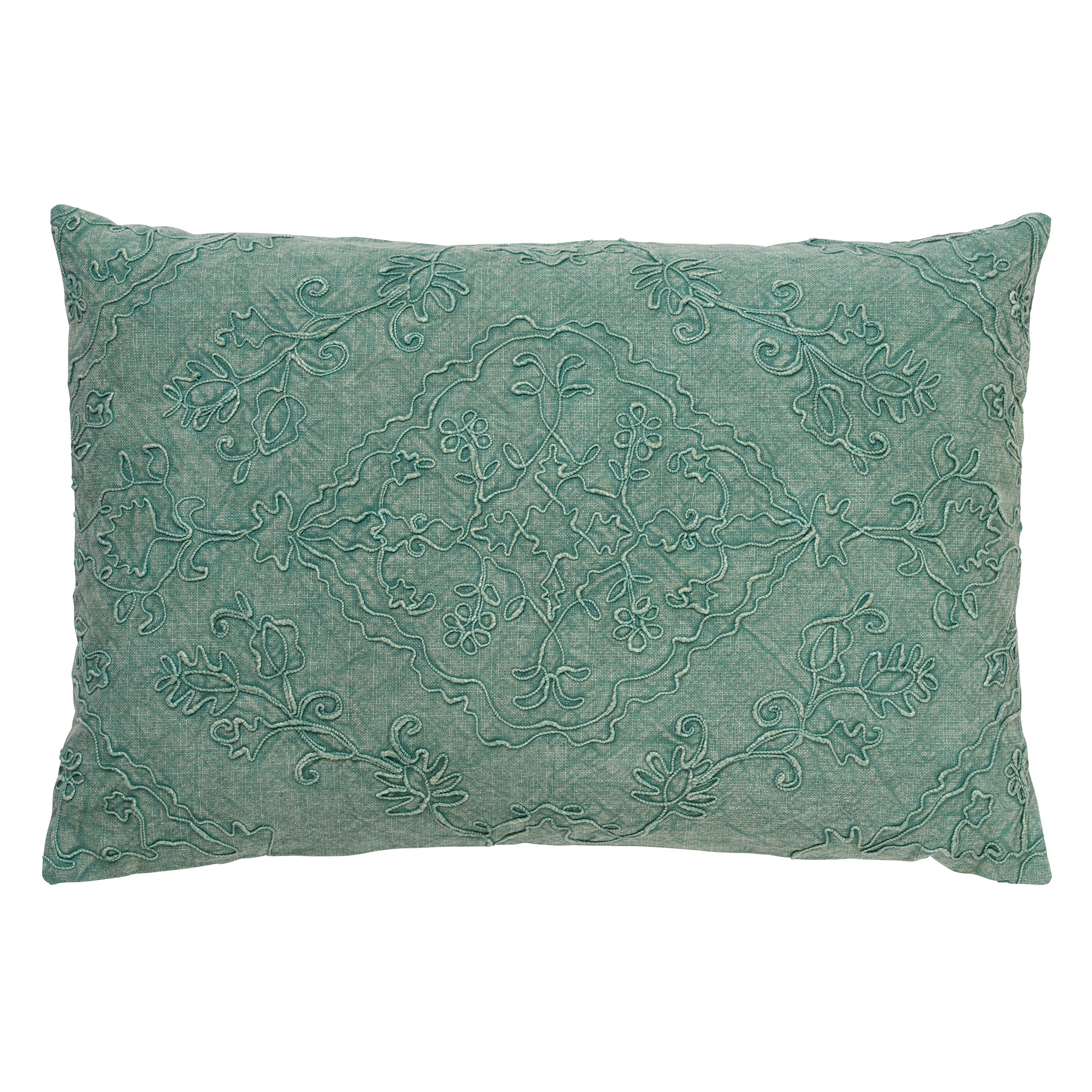 Coussin - vert en coton 40x60 cm avec motif fleuri