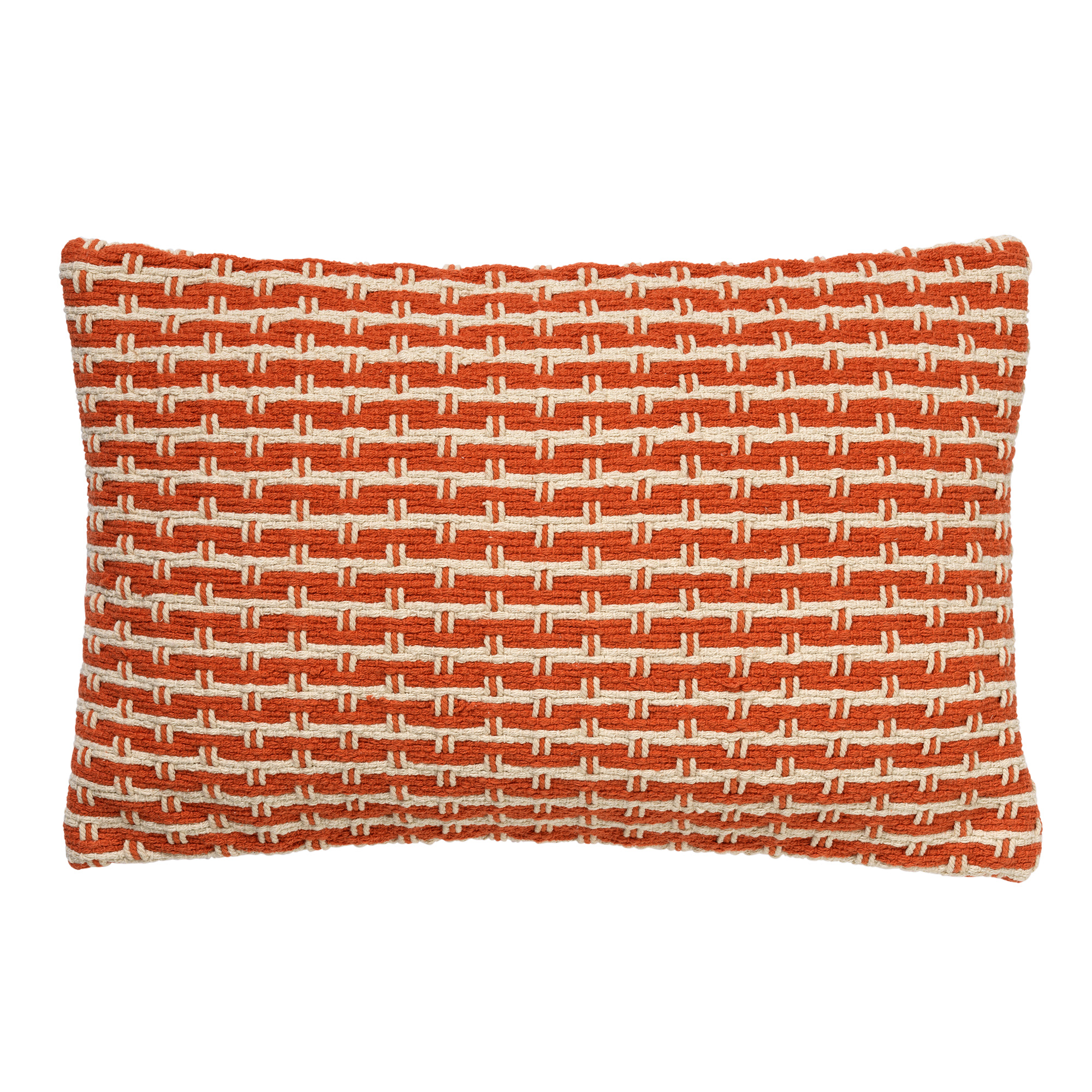 Coussin - orange en coton 40x60 cm avec un motif à carreaux