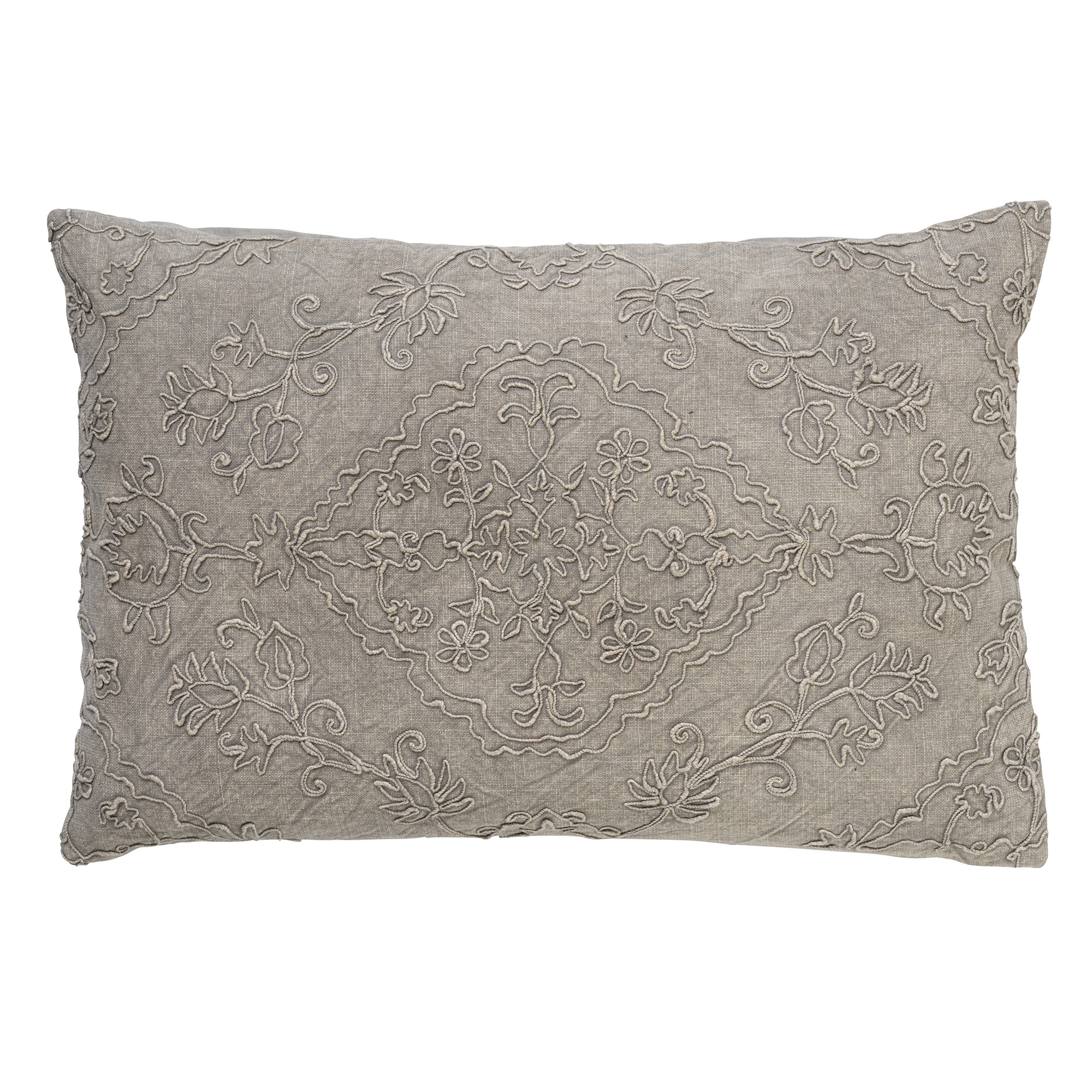 Coussin - gris en coton 40x60 cm avec motif fleuri