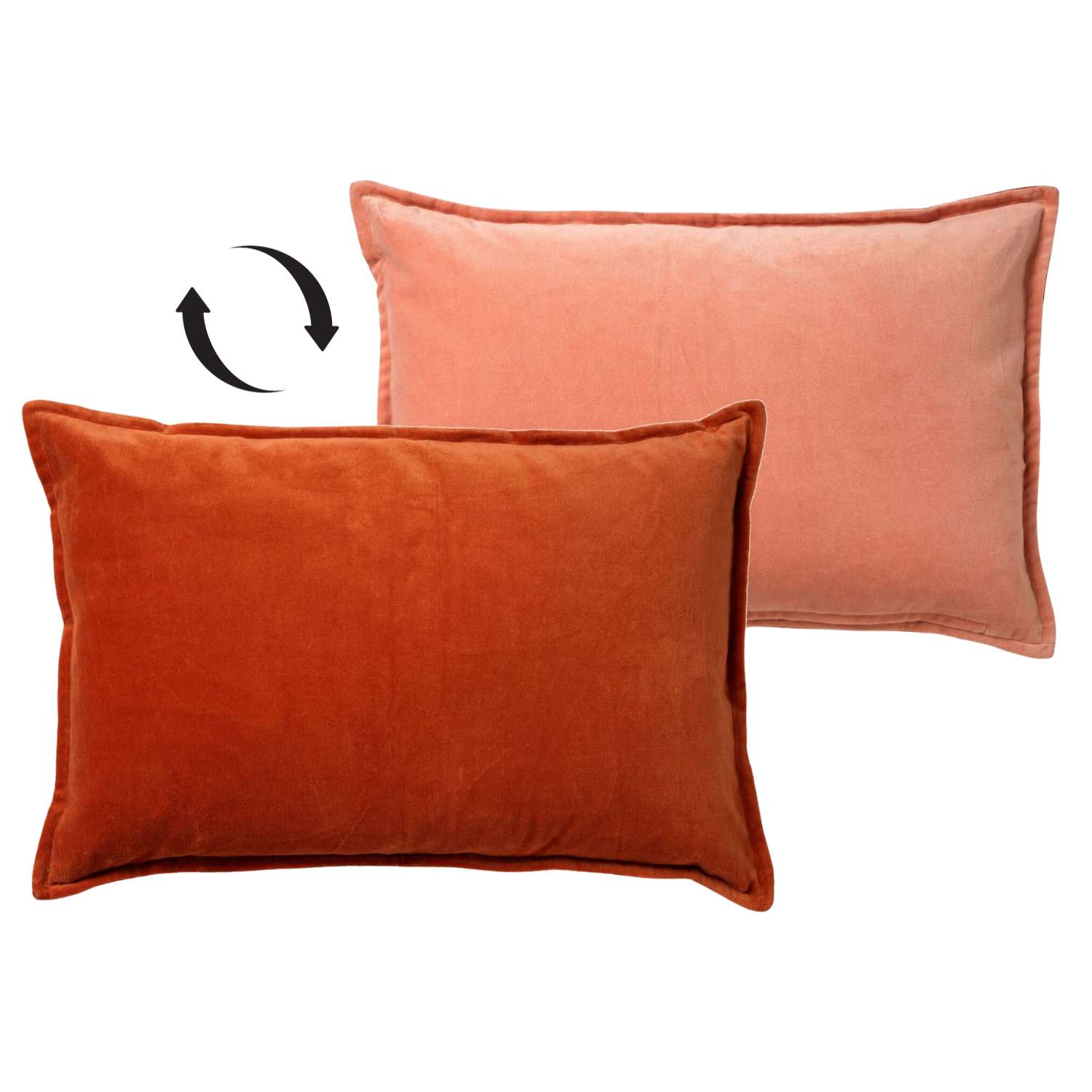 Housse de coussin en velours avec deux couleurs Terracotta 40x60 (photo) Housse de coussin en velours avec deux couleurs Terracotta 40x60