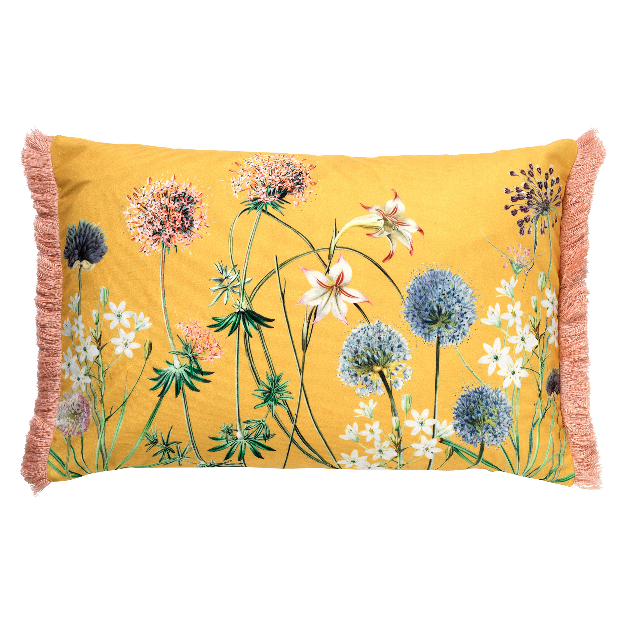 Housse de coussin en velours avec des fleurs Jaune moutarde 40x60 Housse de coussin en velours avec des fleurs Jaune moutarde 40x60