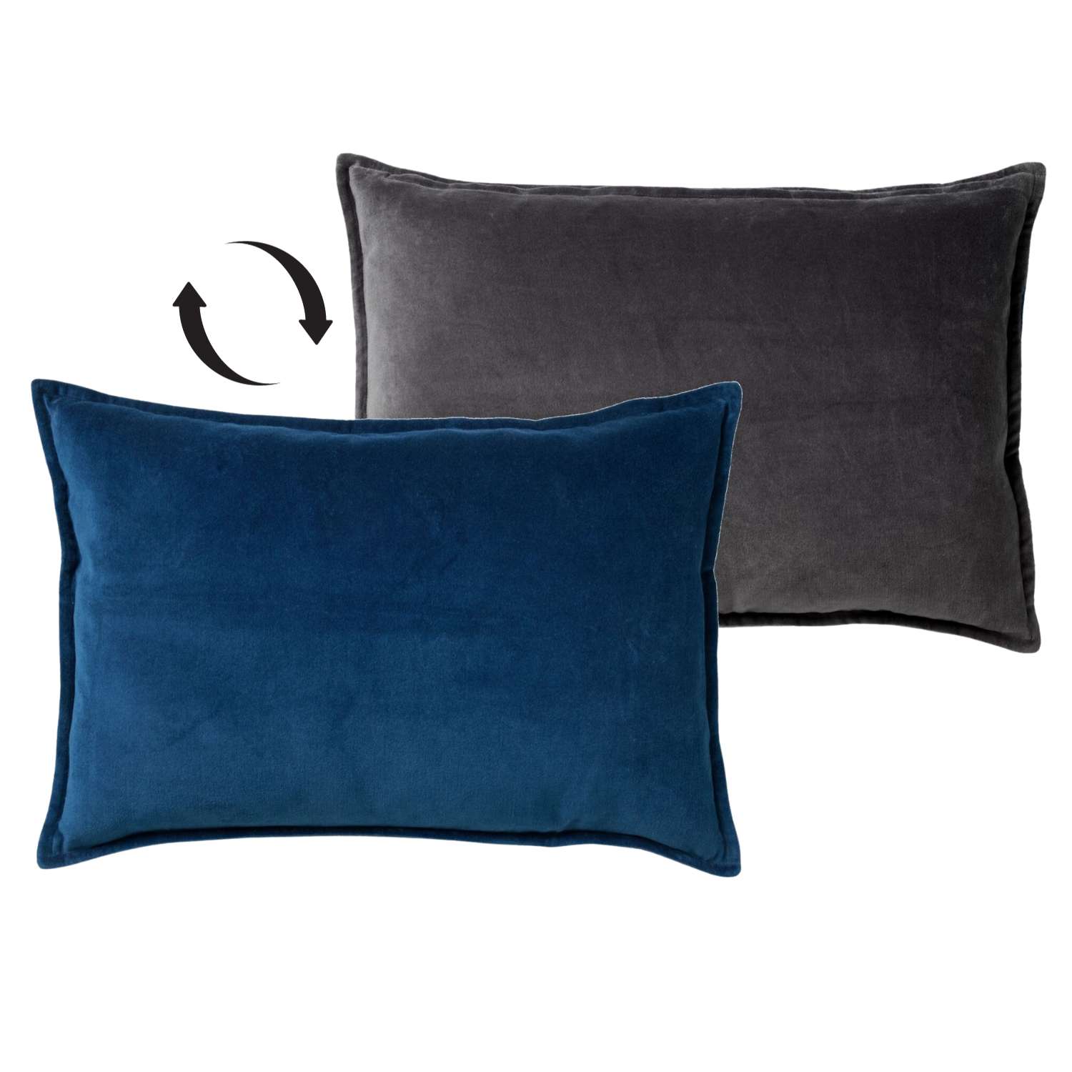 Housse de coussin en velours avec deux couleurs Bleu saphir 40x60 (photo) Housse de coussin en velours avec deux couleurs Bleu saphir 40x60