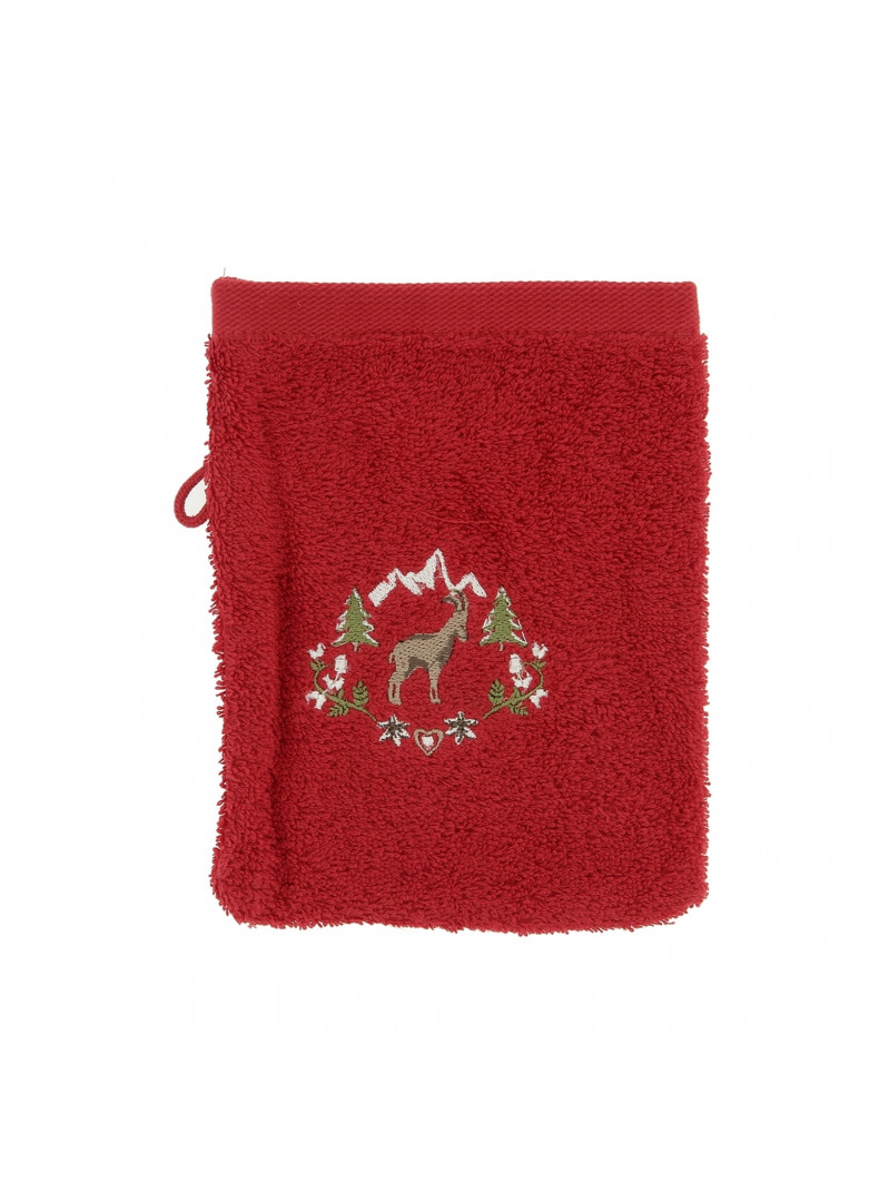 Gant de toilette en coton rouge Gant de toilette en coton rouge