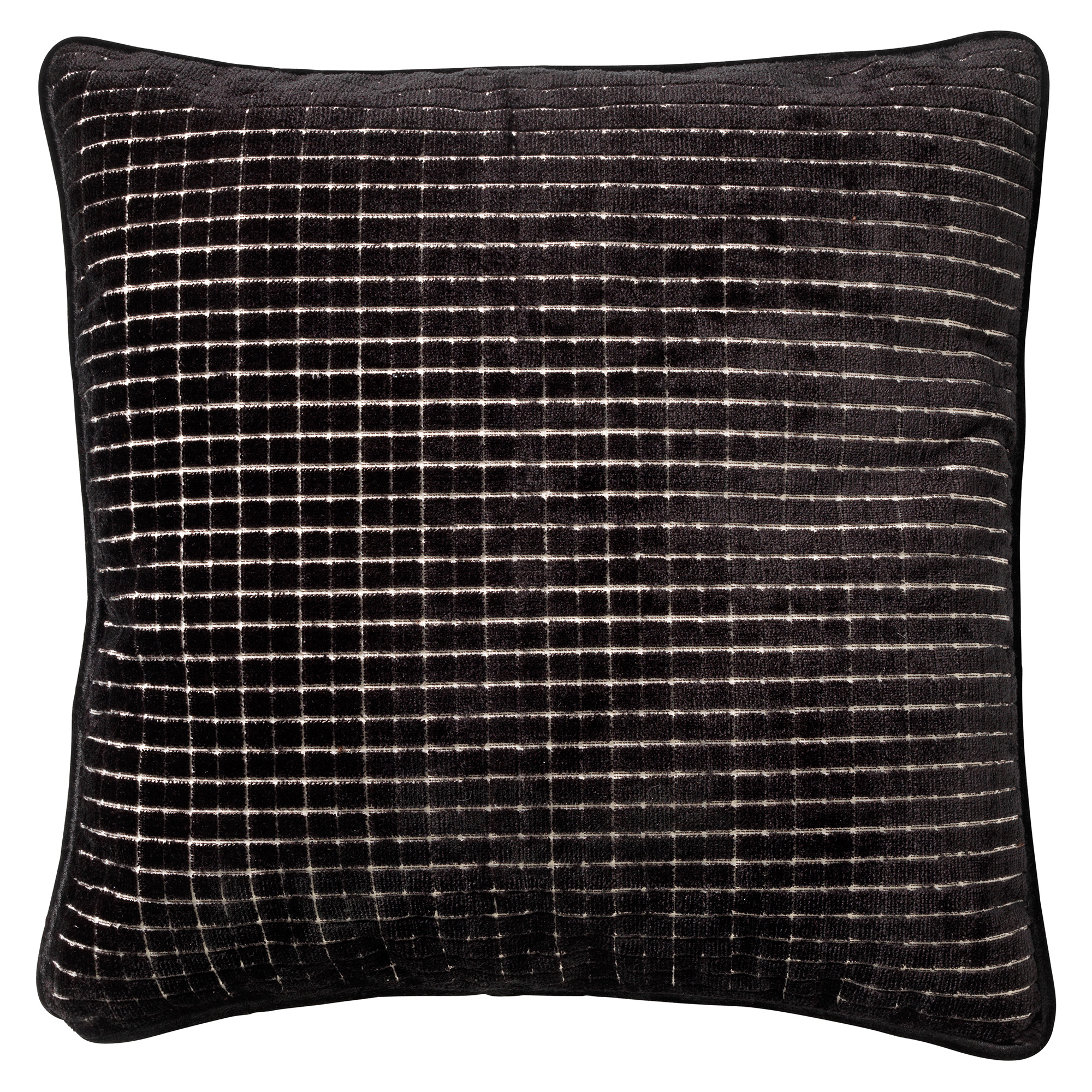 Coussin - noir en velours 45x45 cm avec un motif à carreaux