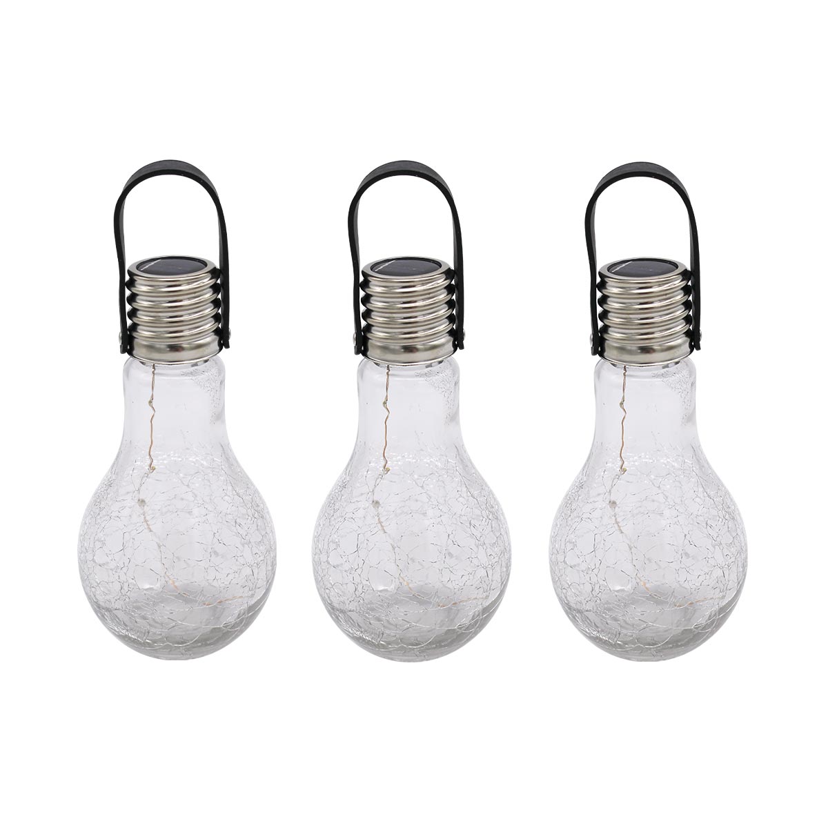 CRACK EDISUN-Lot de 3 Ampoules solaires verre transparent H22cm