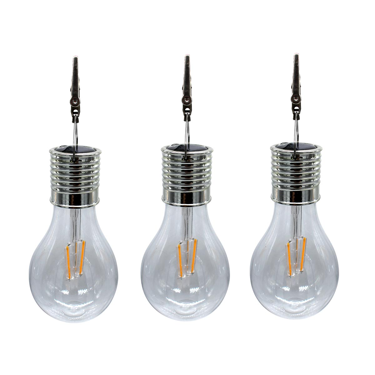 FILAMENT EDISUN-Lot de 3 Ampoules solaires verre transparent H17cm