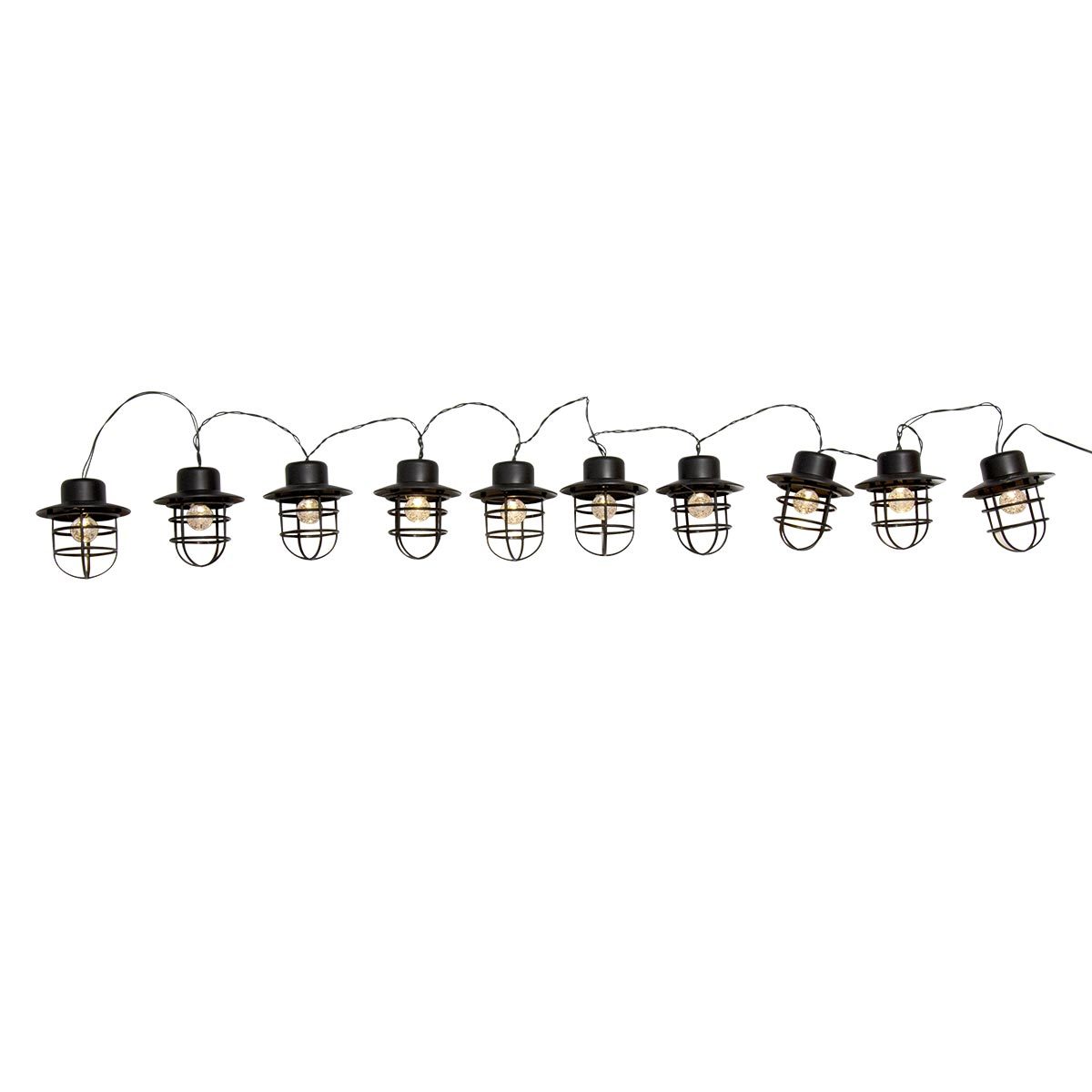 Guirlande solaire style industriel plastique noir 4m