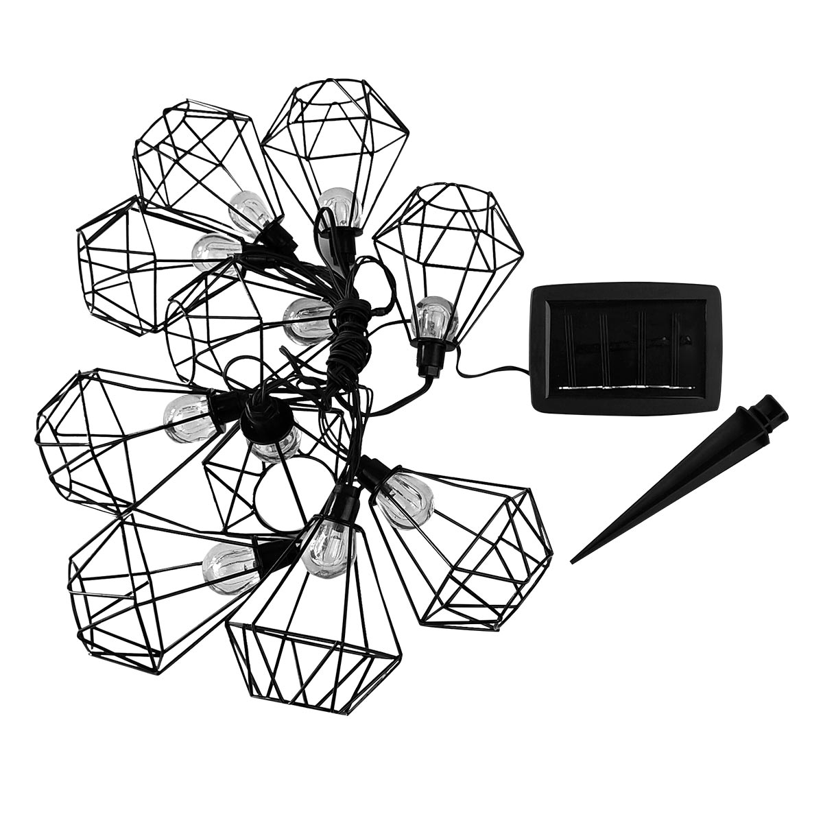 Guirlande lumineuse solaire acier noir 3.90m