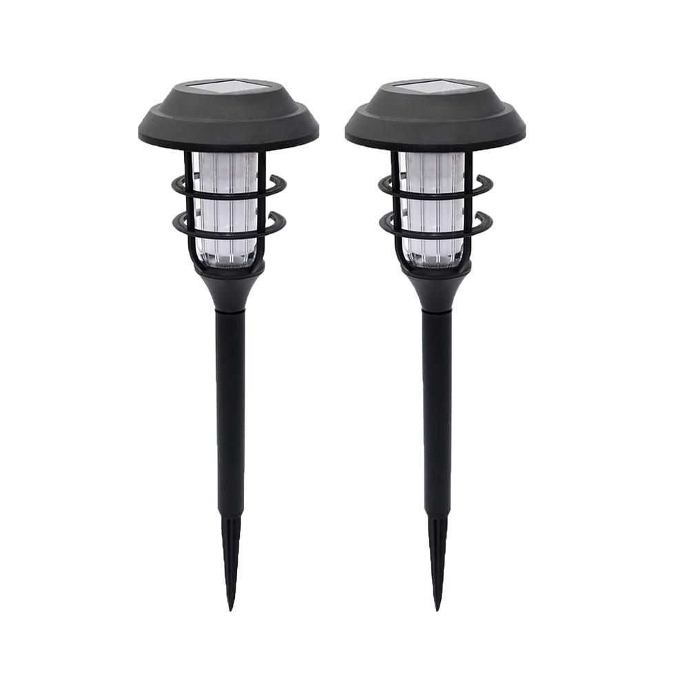 CAMBRIDGE - Lot de 2 Torches solaires plastique noir H43cm