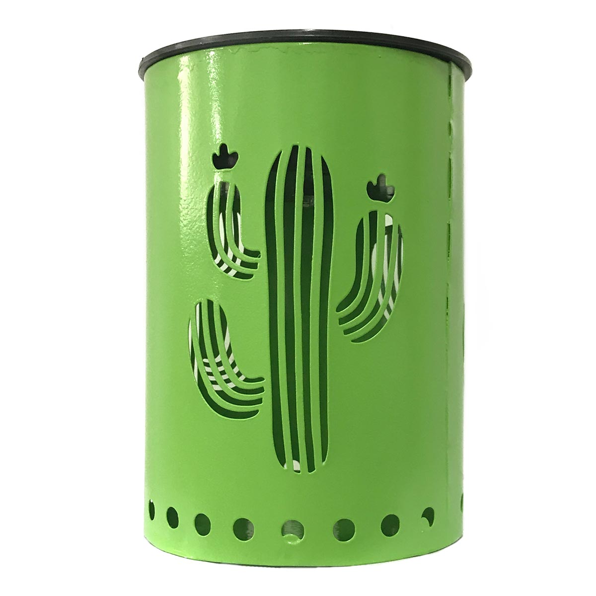 CACTUS-Lanterne solaire effet ombre acier vert H13cm