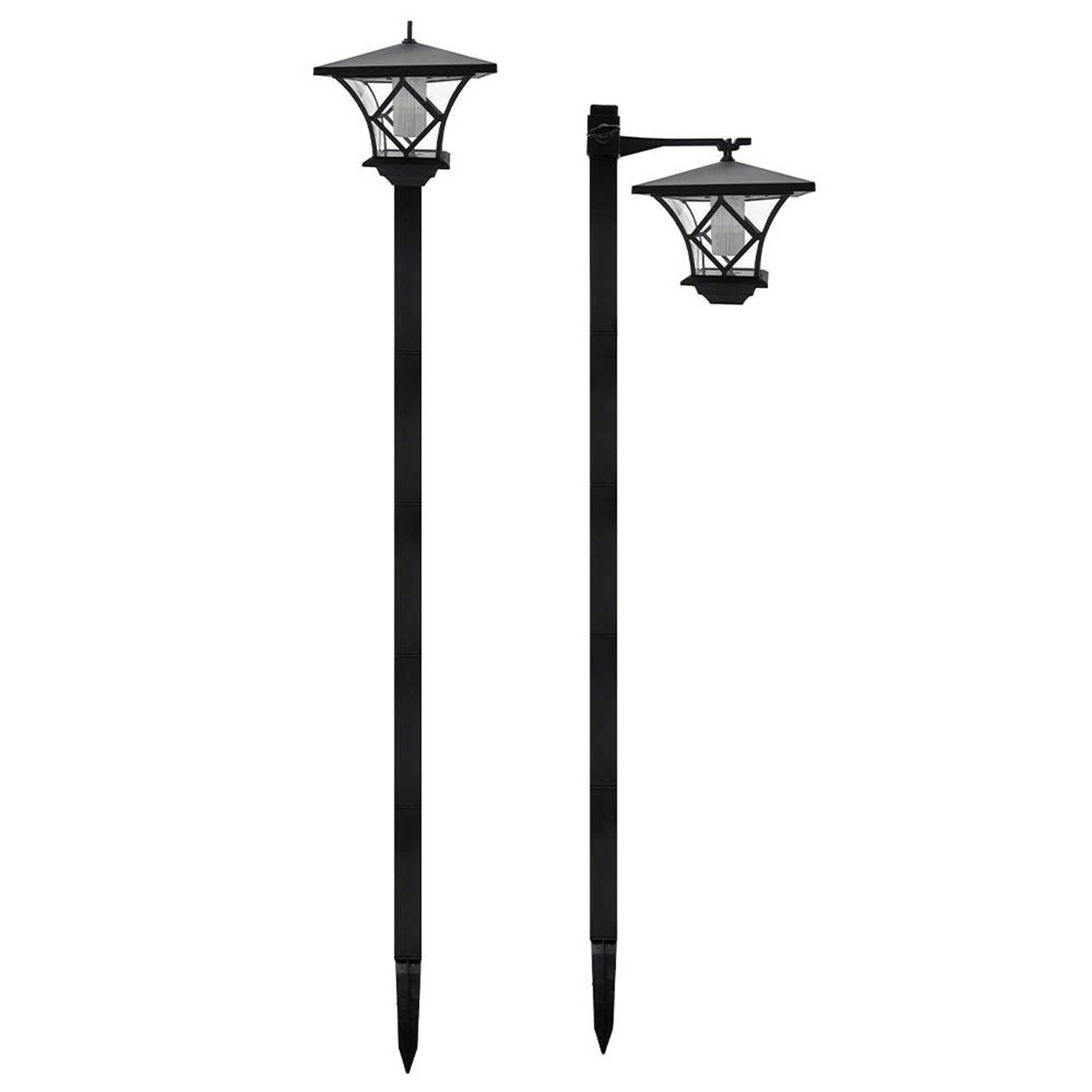 BRIXTON - Lot de 2 lampadaires solaires plastique noir H115cm