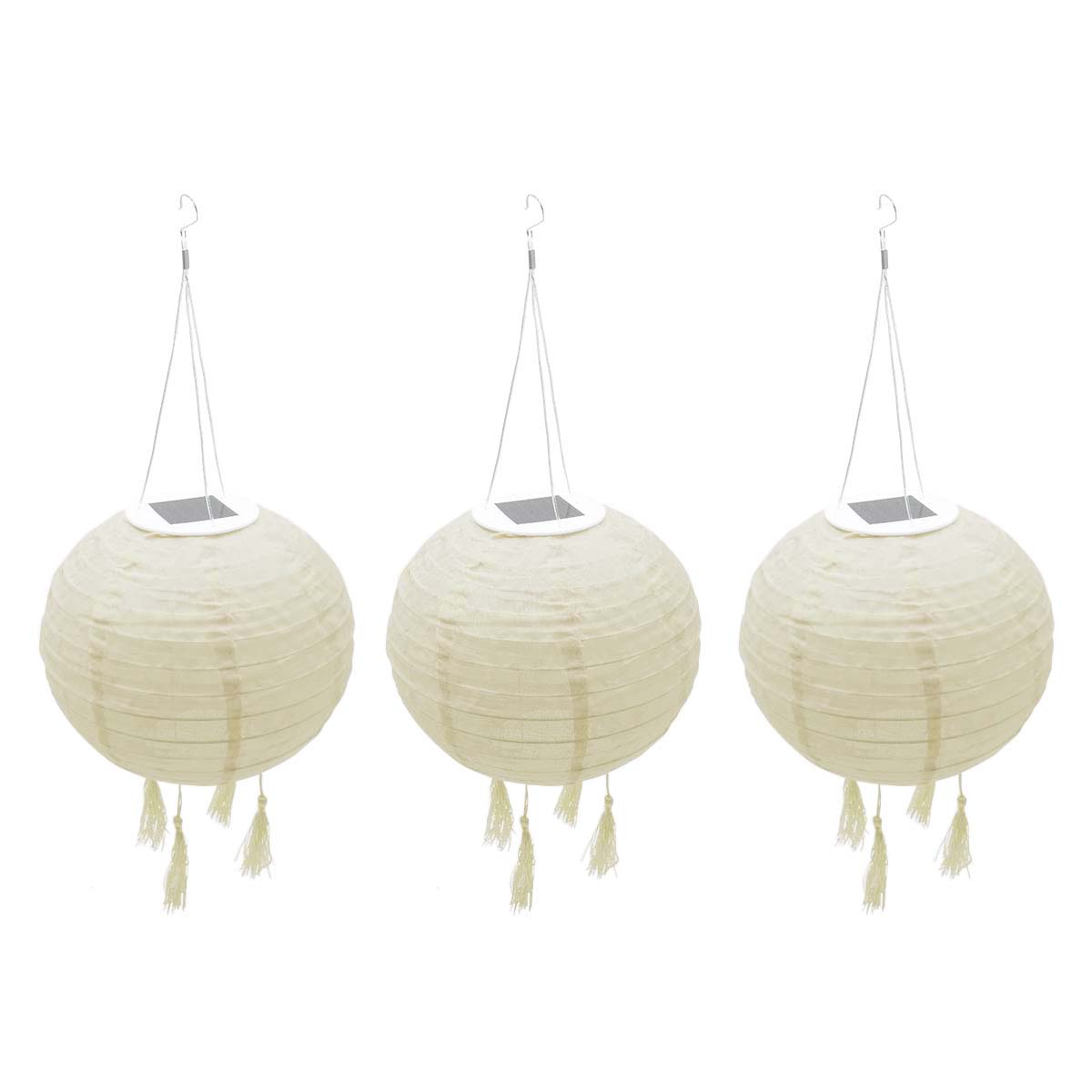 HIMALAYA - 3 Lampions solaires nylon blanc D30cm