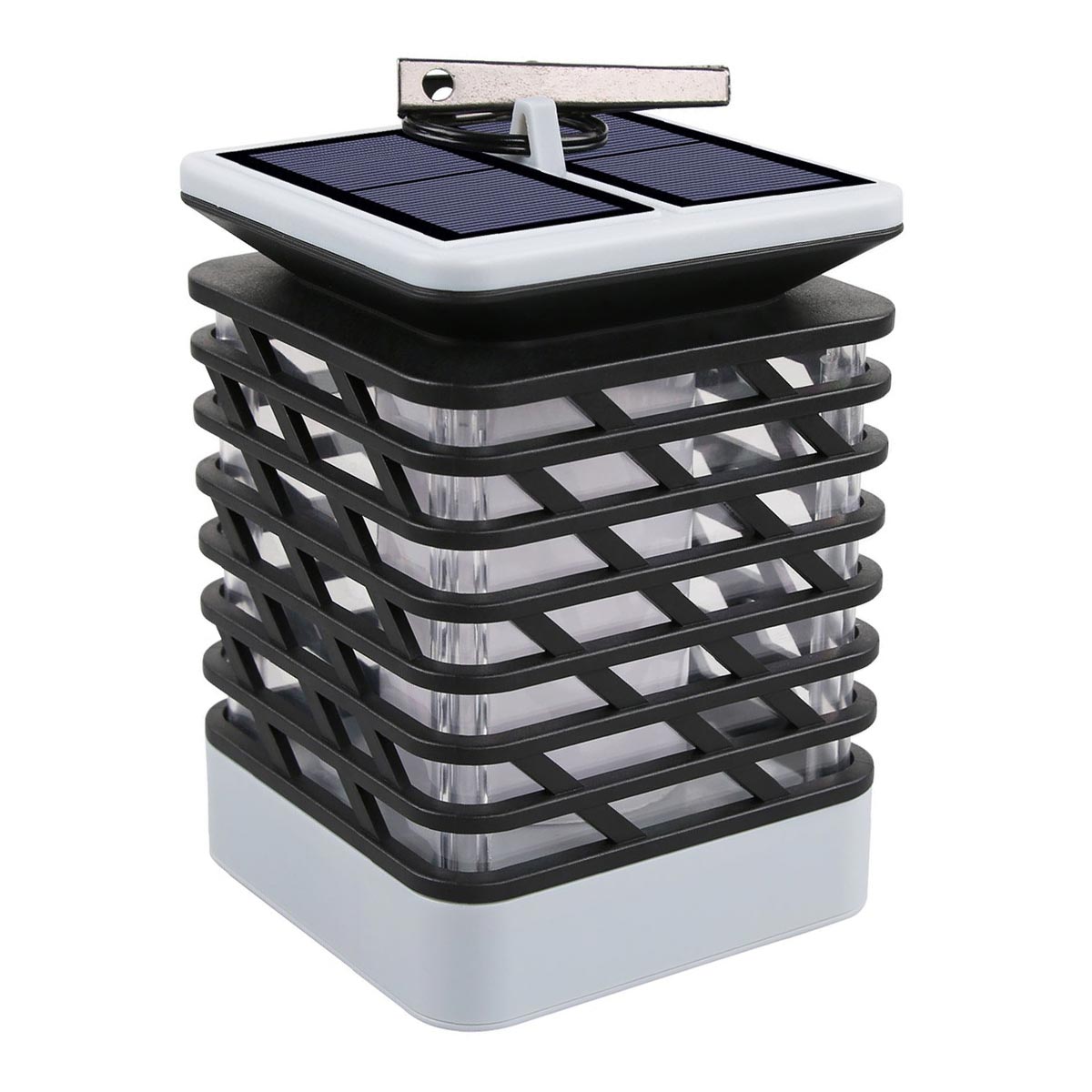 Lanterne solaire effet flamme plastique gris H18cm Lanterne solaire effet flamme plastique gris H18cm
