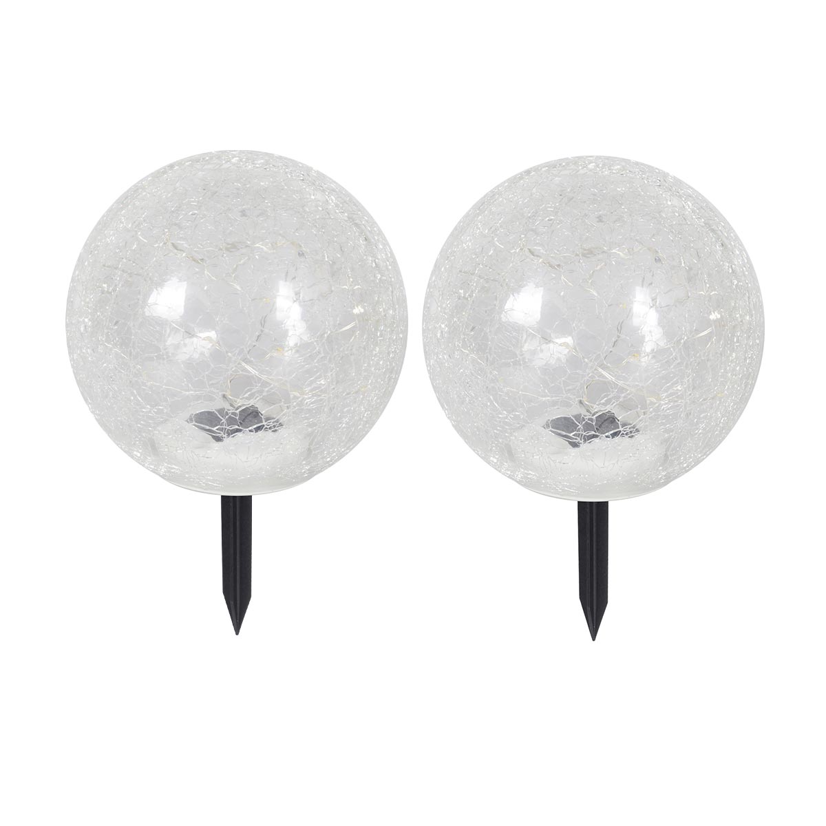 Lot de 2 Boules solaires verre transparent Ø13cm Lot de 2 Boules solaires verre transparent Ø13cm