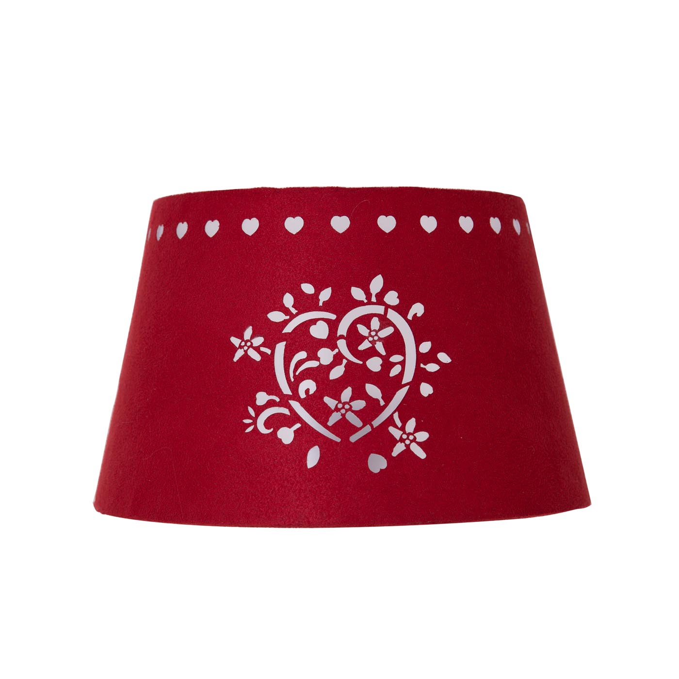 Abat-jour en demi-lune en velours rouge écran coeur D24cm (photo) Abat-jour en demi-lune en velours rouge écran coeur D24cm