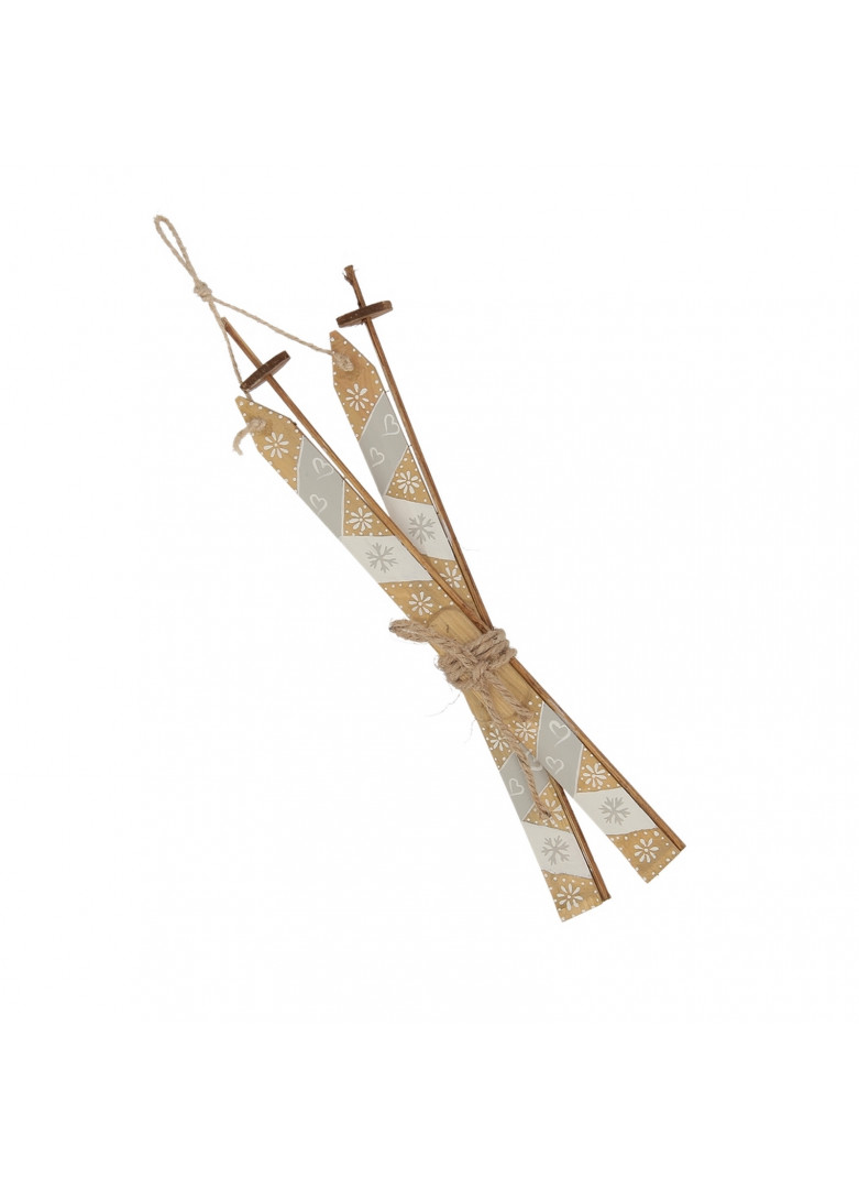 Skis peints rouge et gris (photo) Skis peints rouge et gris
