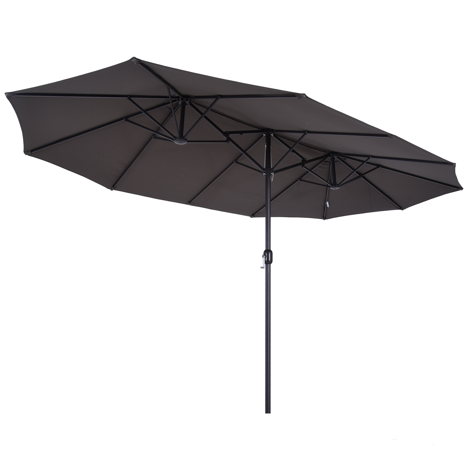 Grand parasol acier polyester haute densité gris