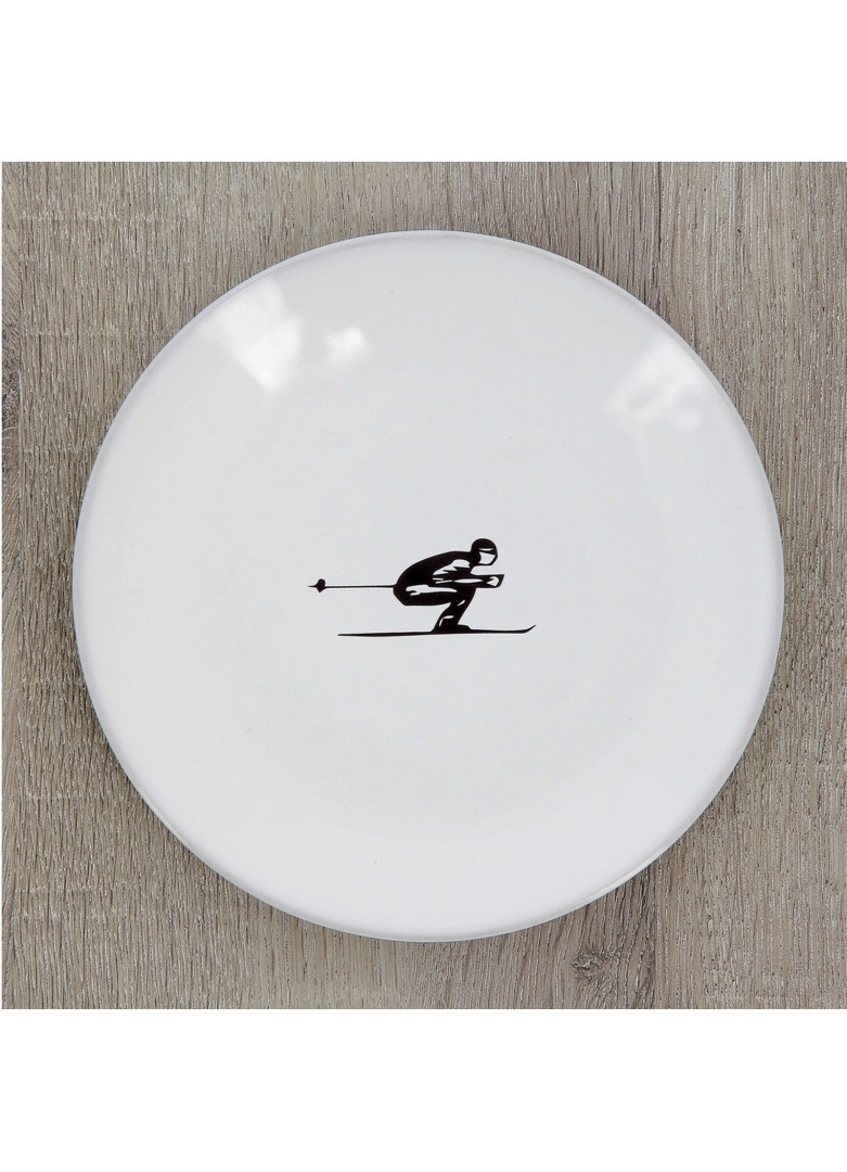 Assiette plate en céramique grise D19cm