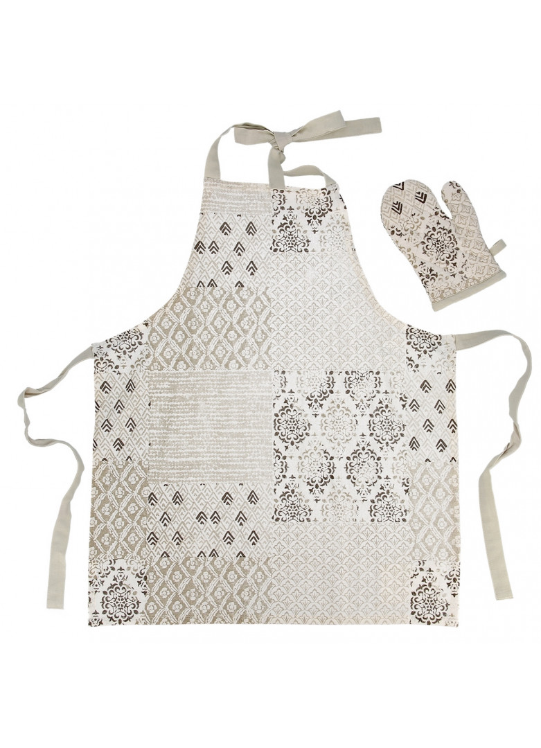 Tablier et gant de cuisine enfant en coton beige Tablier et gant de cuisine enfant en coton beige