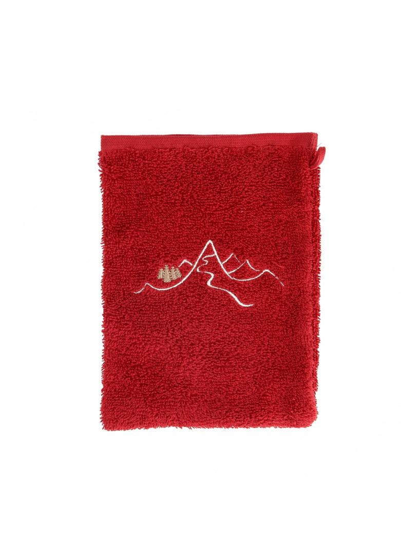 Gant de toilette en coton rouge Gant de toilette en coton rouge