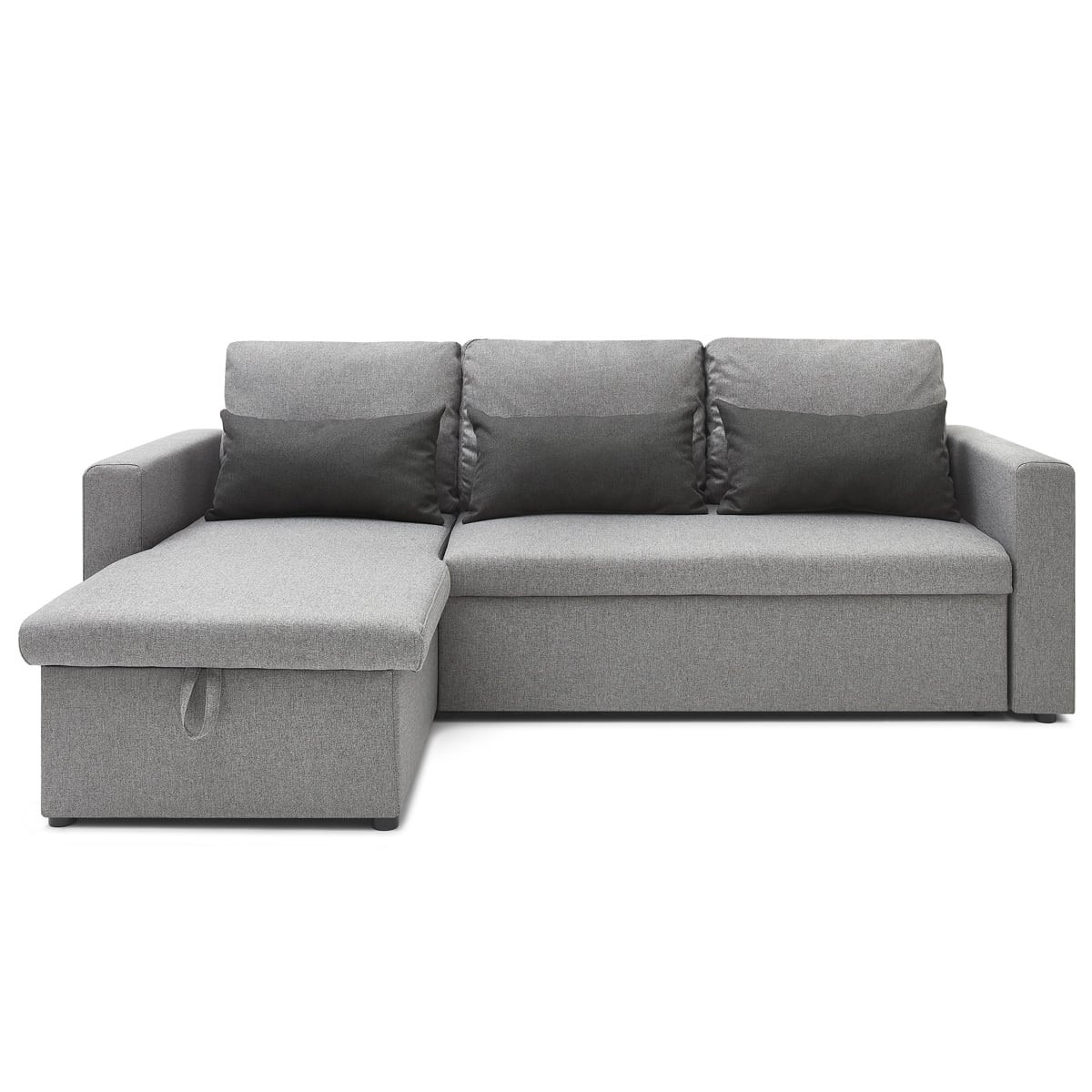 Canapé d'angle réversible convertible 3 places en tissu gris clair