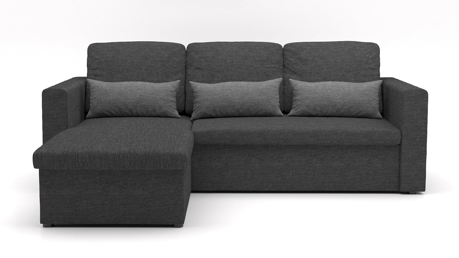 Canapé d'angle réversible convertible 3 places en tissu anthracite