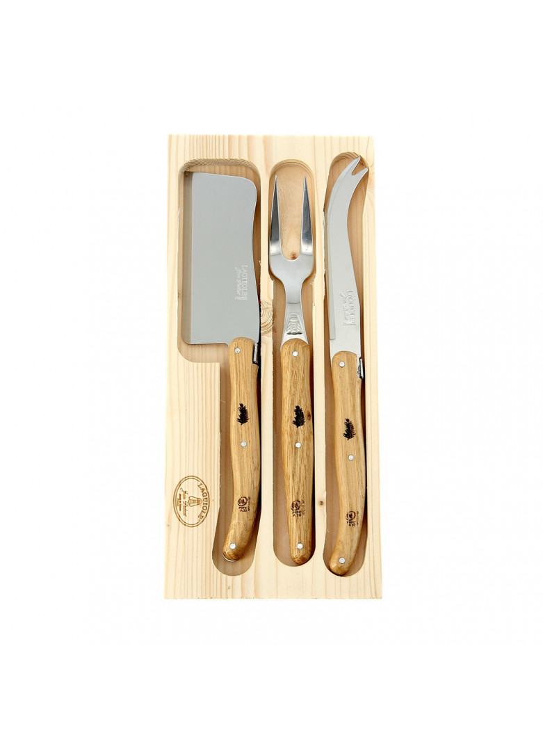 Boîte cadeau couverts à fromage 3 pièces branche de pin Boîte cadeau couverts à fromage 3 pièces branche de pin