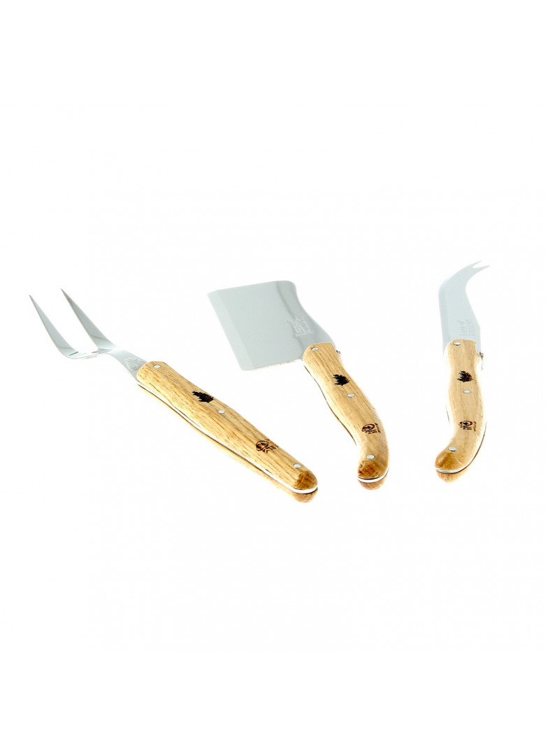 Boîte cadeau couverts à fromage 3 pièces branche de pin