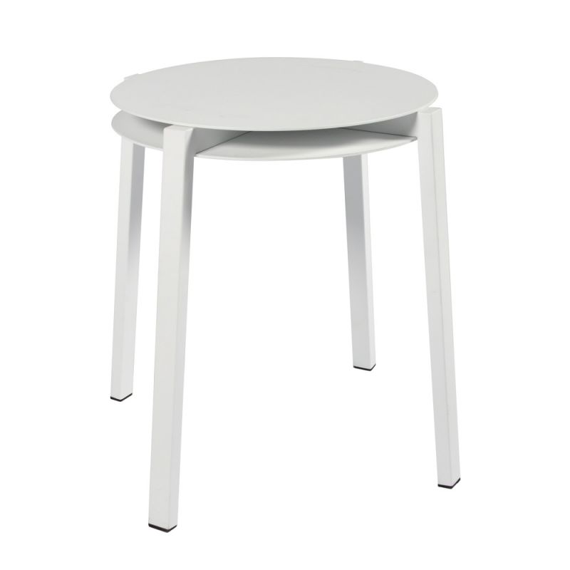 Tabouret ou table d’appoint empilable en aluminium blanc (photo) Tabouret ou table d’appoint empilable en aluminium blanc