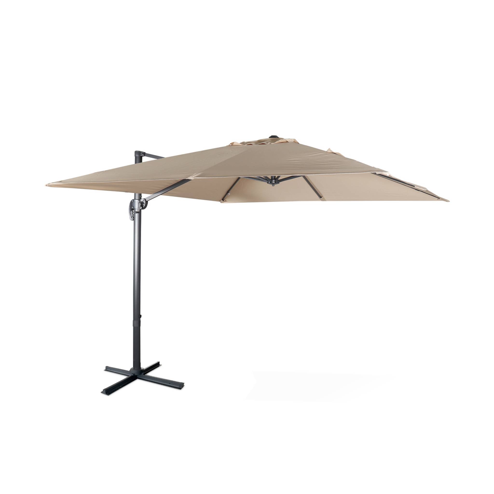 Parasol haut de gamme déporté carré inclinable 3x3m beige