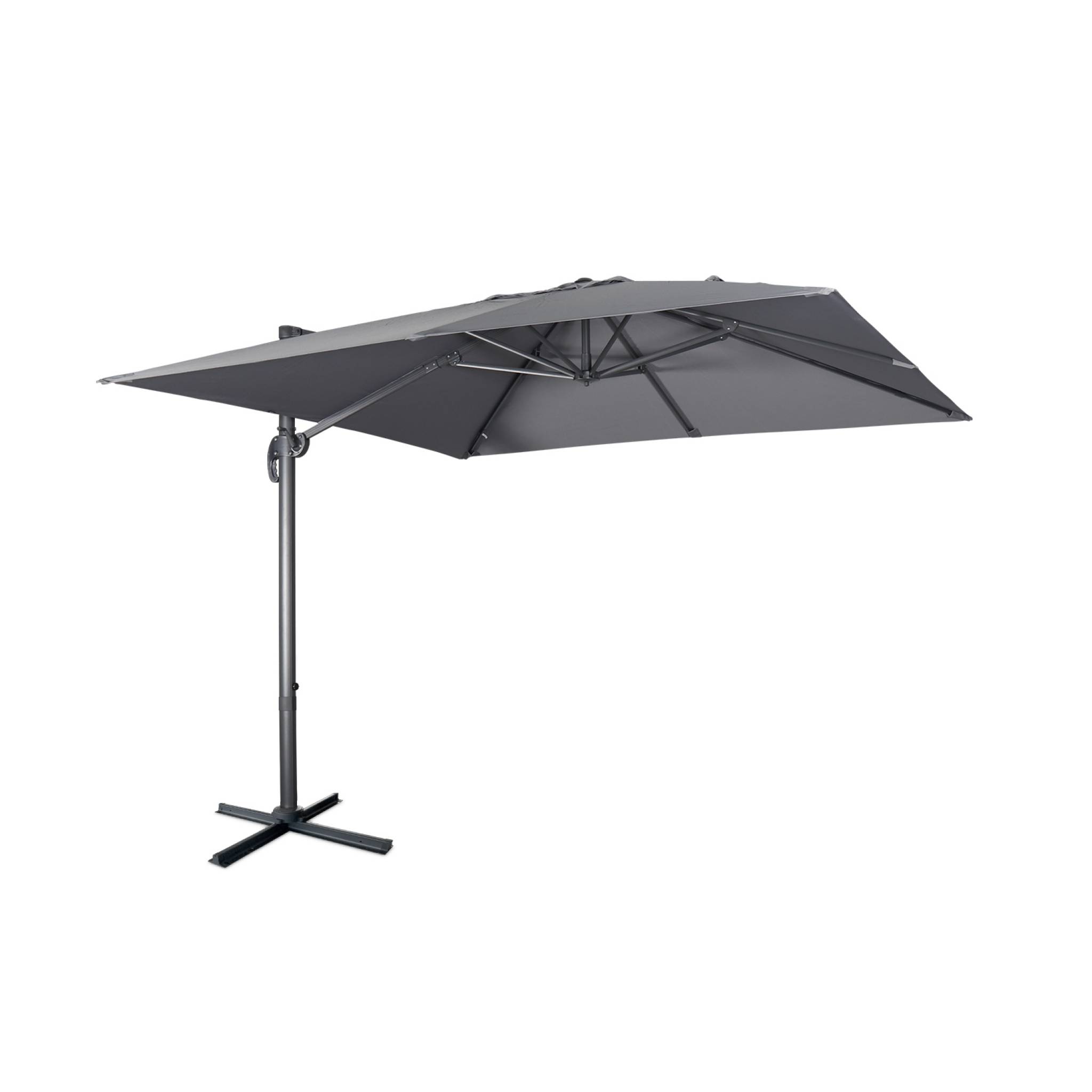 Parasol haut de gamme déporté carré inclinable 3x3m gris