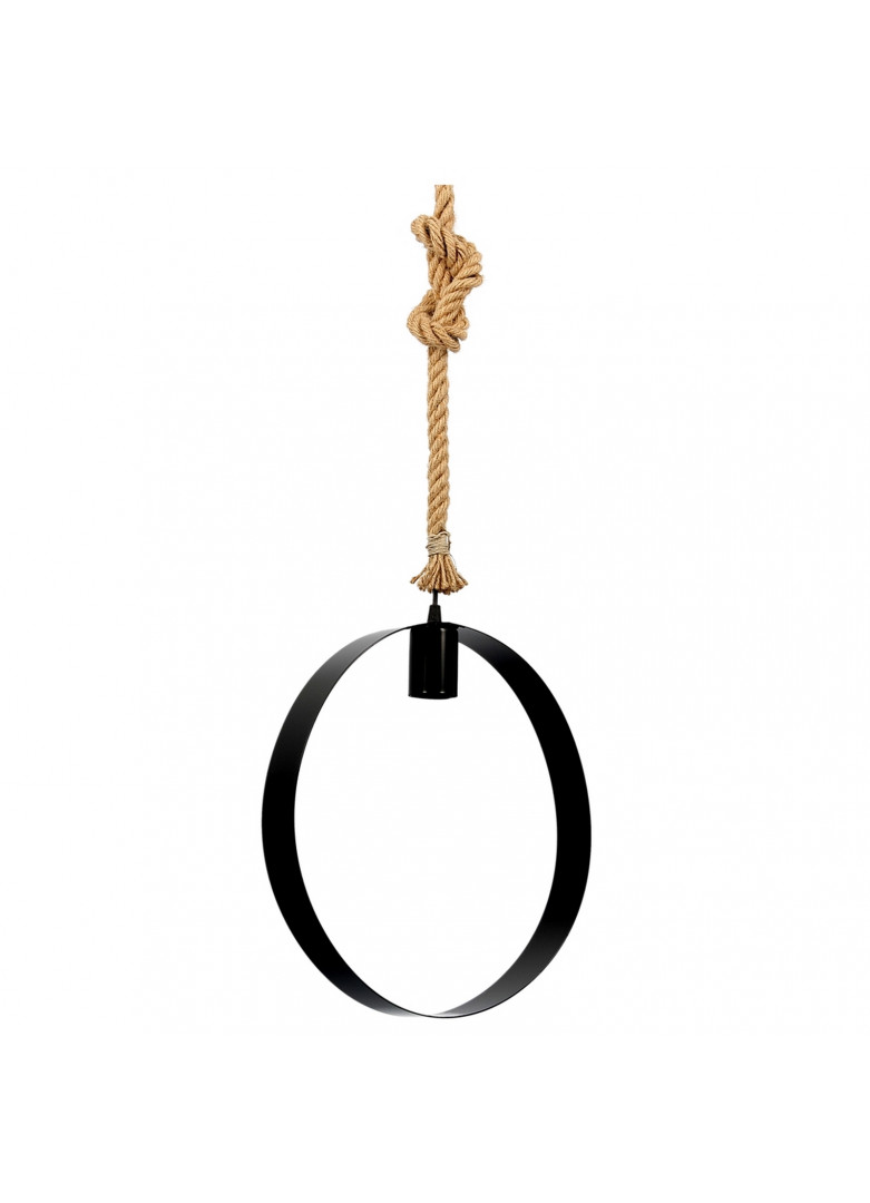 Suspension cercle plat métal corde (sans ampoule) D35cm Suspension cercle plat métal corde (sans ampoule) D35cm
