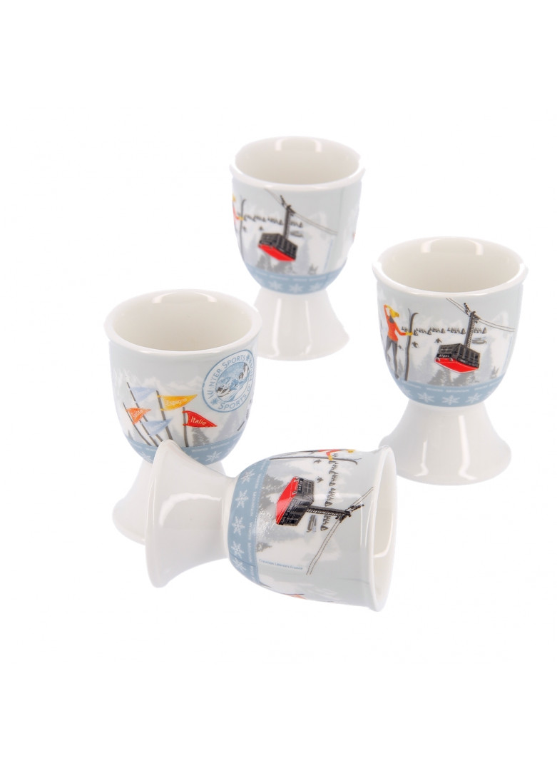 Coquetier en porcelaine blanche - Lot de 4 (photo) Coquetier en porcelaine blanche - Lot de 4