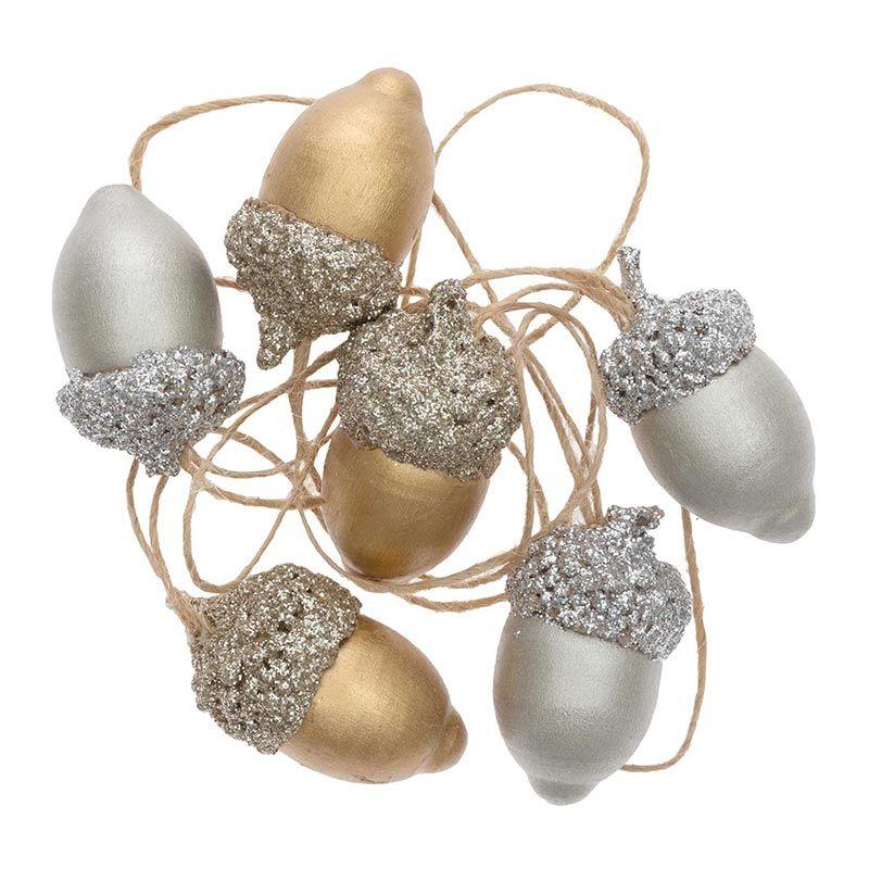 Pendentif gland en bois or et argent - Lot de 6 (photo) Pendentif gland en bois or et argent - Lot de 6