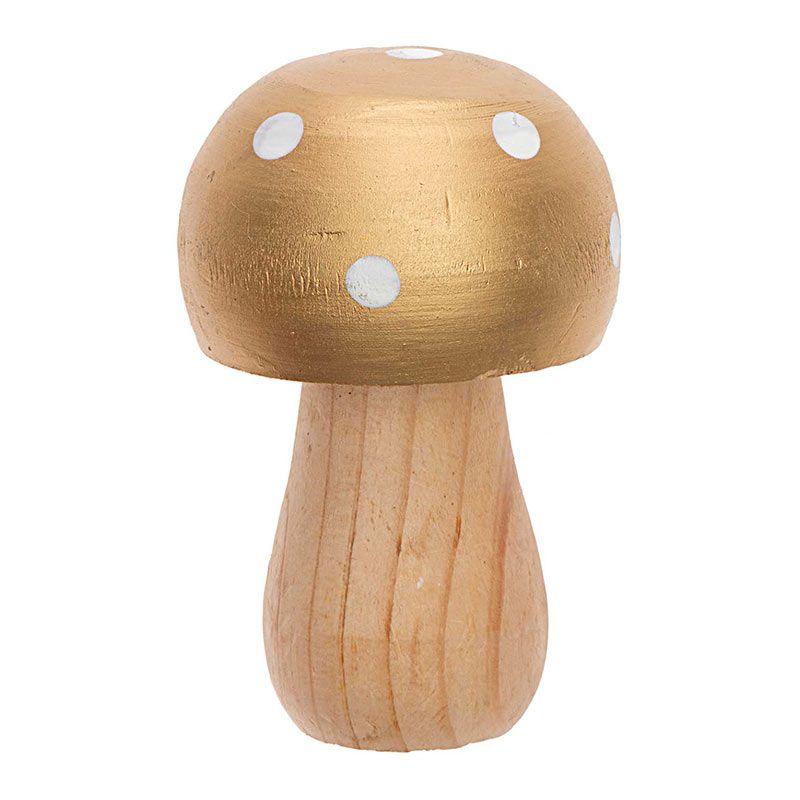 Champignon en bois doré H10cm