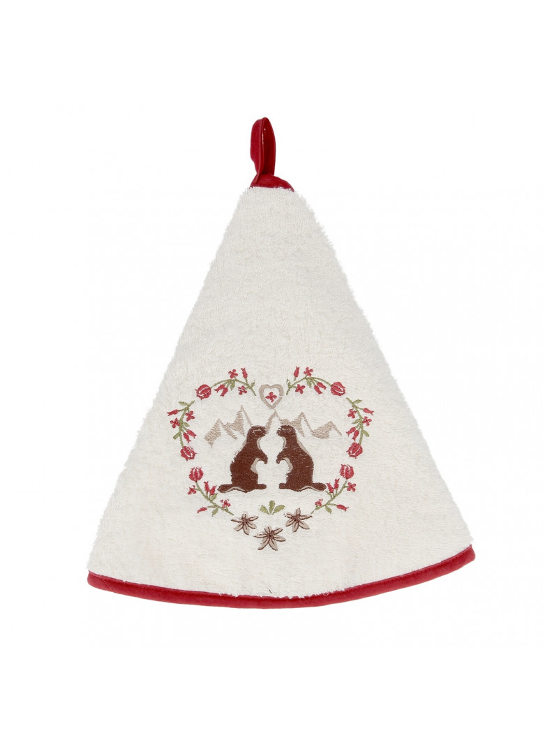 Torchon demi-lune en coton crème 70cm Torchon demi-lune en coton crème 70cm