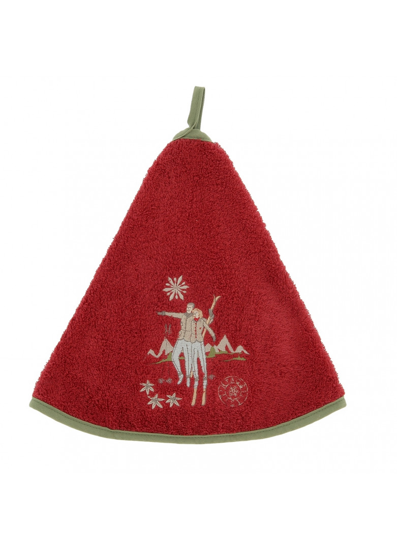 Torchon demi-lune en coton rouge 70cm Torchon demi-lune en coton rouge 70cm