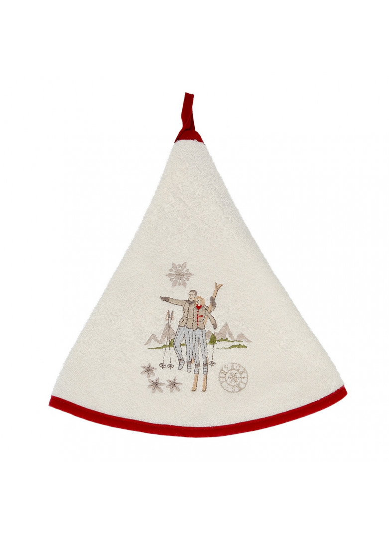 Torchon demi-lune en coton crème 70cm Torchon demi-lune en coton crème 70cm