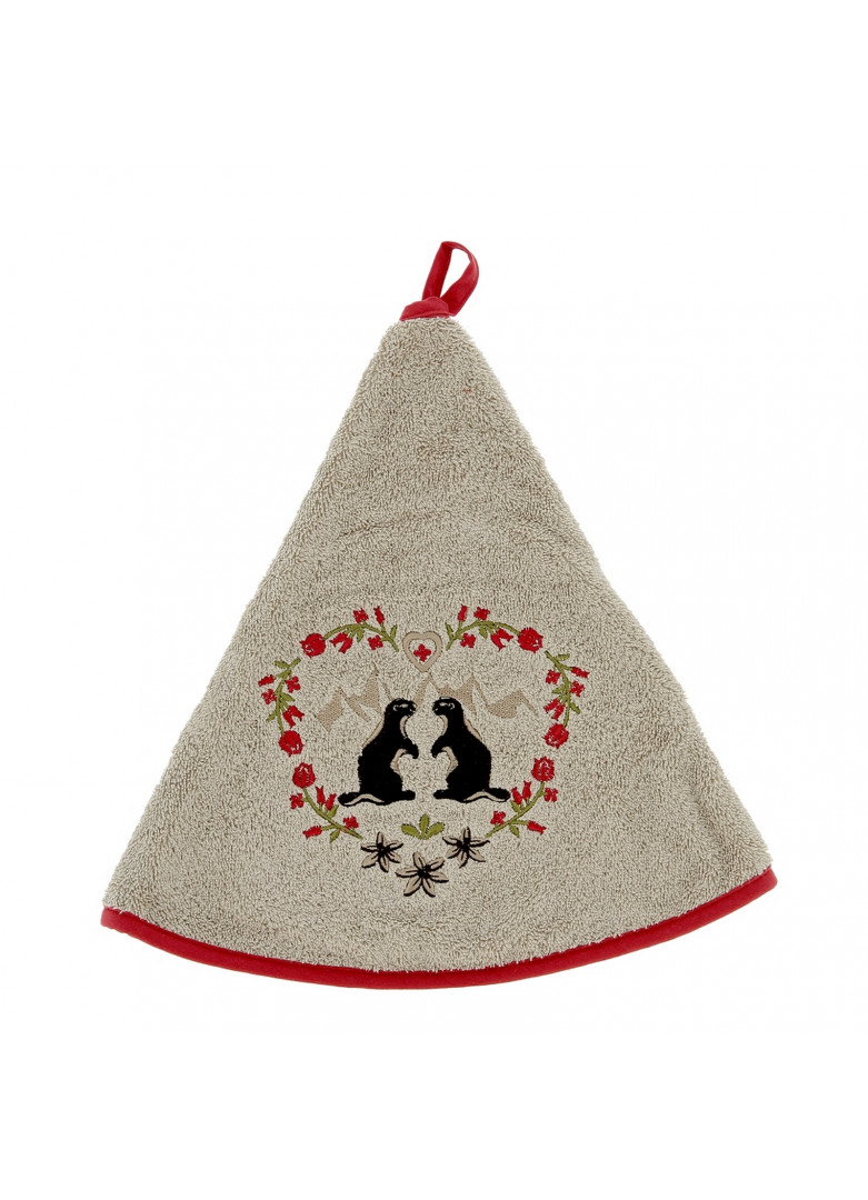 Torchon demi-lune en coton taupe 70cm Torchon demi-lune en coton taupe 70cm