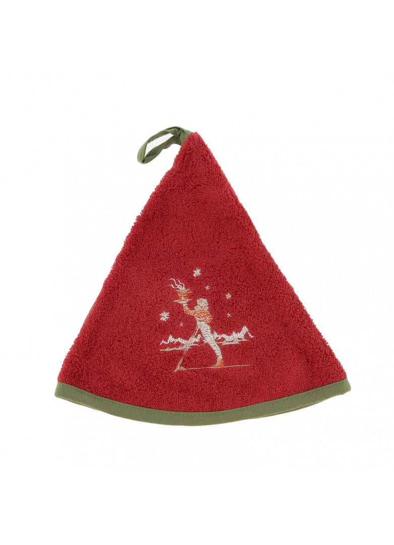 Torchon demi-lune en coton rouge 50cm Torchon demi-lune en coton rouge 50cm