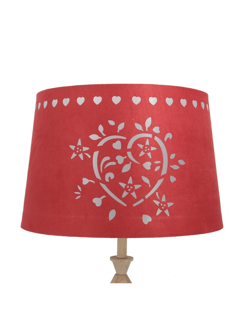 Abat-jour cylindrique cœur edelweiss rouge D40cm (photo) Abat-jour cylindrique cœur edelweiss rouge D40cm