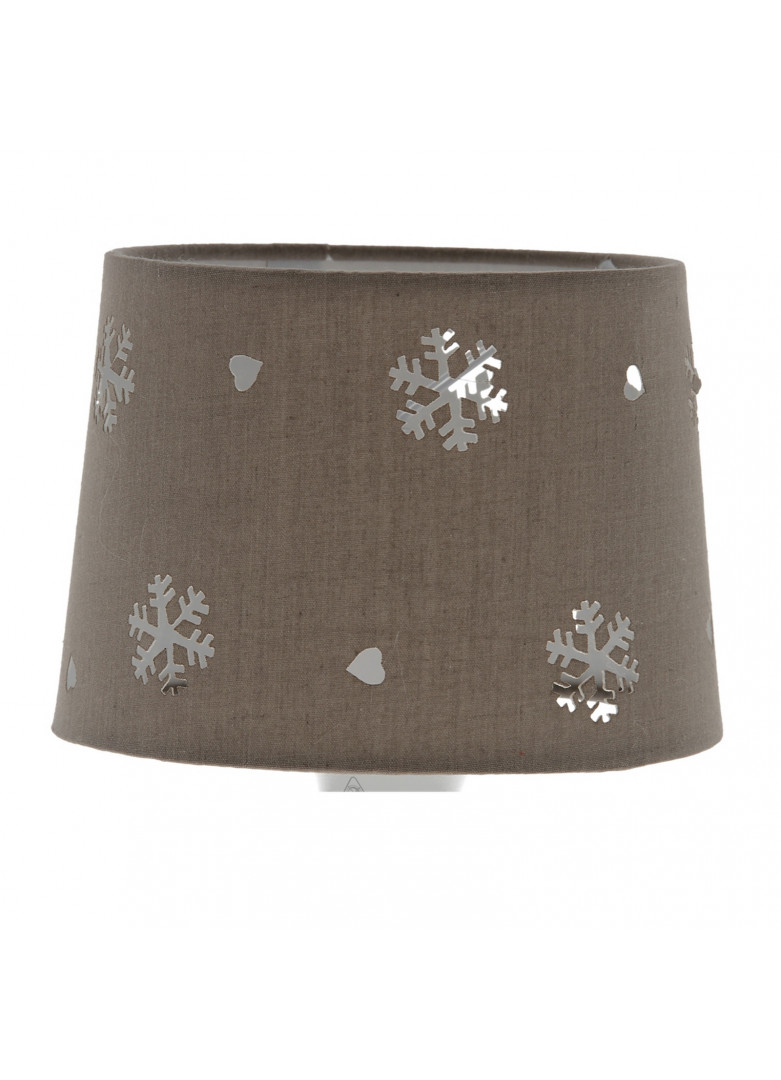 Abat-jour cylindrique flocon cœur taupe à clipser sur l'ampoule D14cm (photo) Abat-jour cylindrique flocon cœur taupe à clipser sur l'ampoule D14cm