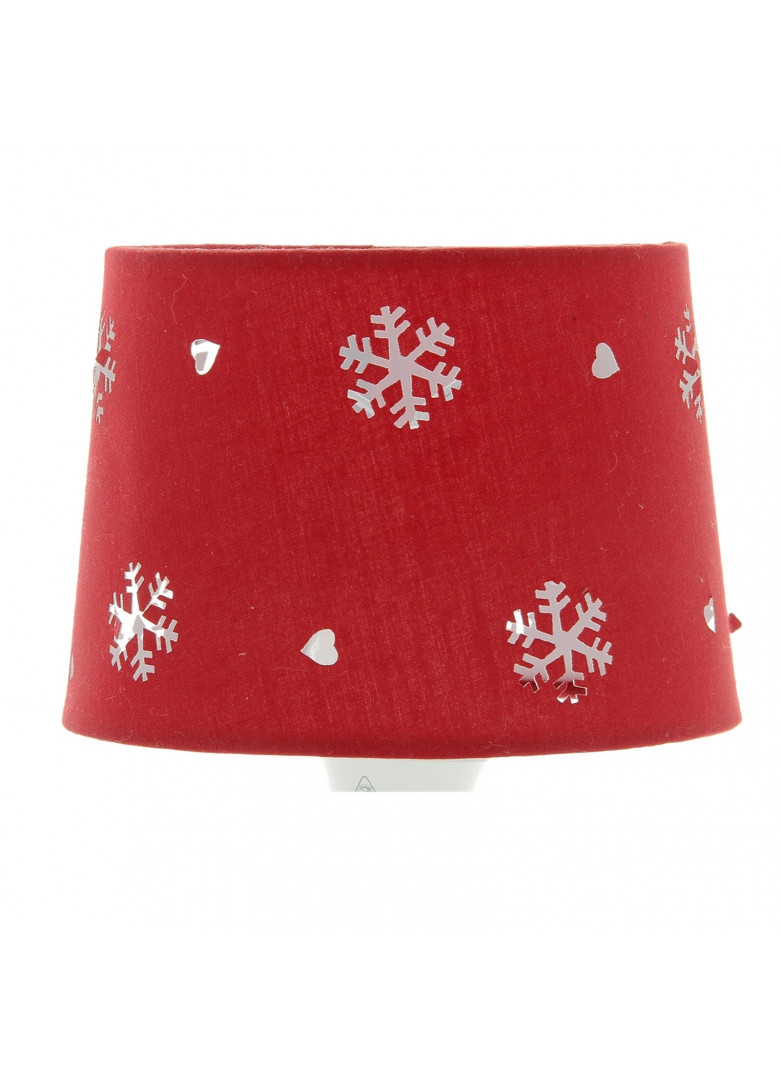 Abat-jour cylindrique flocon cœur rouge à clipser sur l'ampoule D14cm (photo) Abat-jour cylindrique flocon cœur rouge à clipser sur l'ampoule D14cm