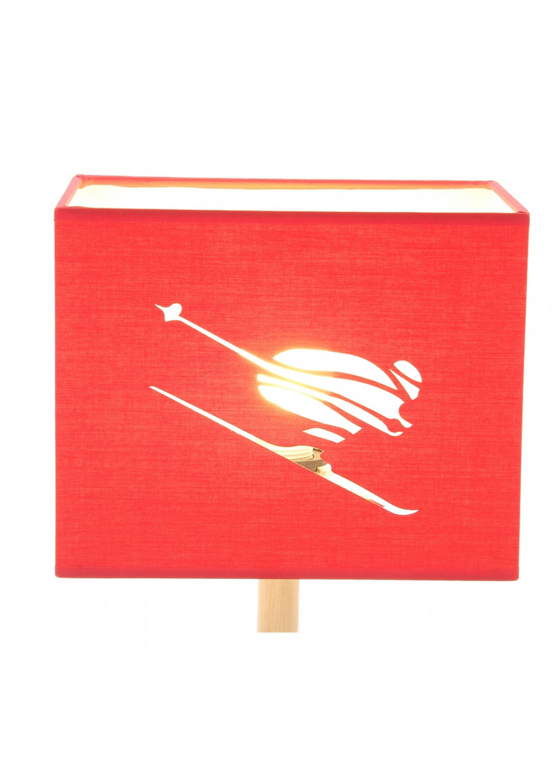 Abat-jour rectangulaire skieur en micro-découpe rouge L20cm (photo) Abat-jour rectangulaire skieur en micro-découpe rouge L20cm