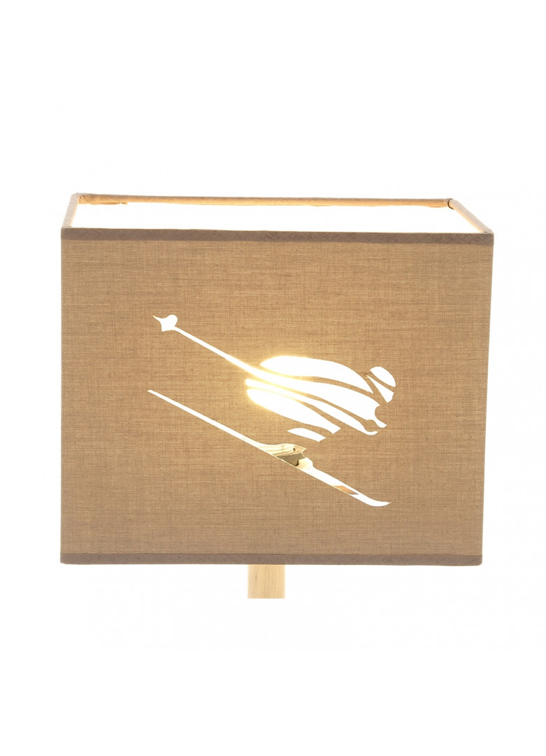 Abat-jour rectangulaire skieur en micro-découpe taupe L20cm (photo) Abat-jour rectangulaire skieur en micro-découpe taupe L20cm