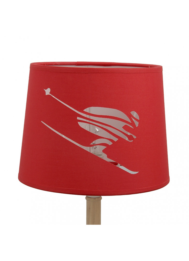 Abat-jour cylindrique skieur en micro-découpe rouge D20cm (photo) Abat-jour cylindrique skieur en micro-découpe rouge D20cm