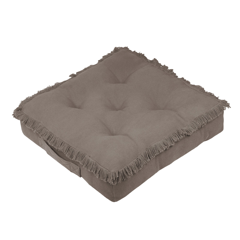 Coussin de sol en coton taupe 45x45 Coussin de sol en coton taupe 45x45
