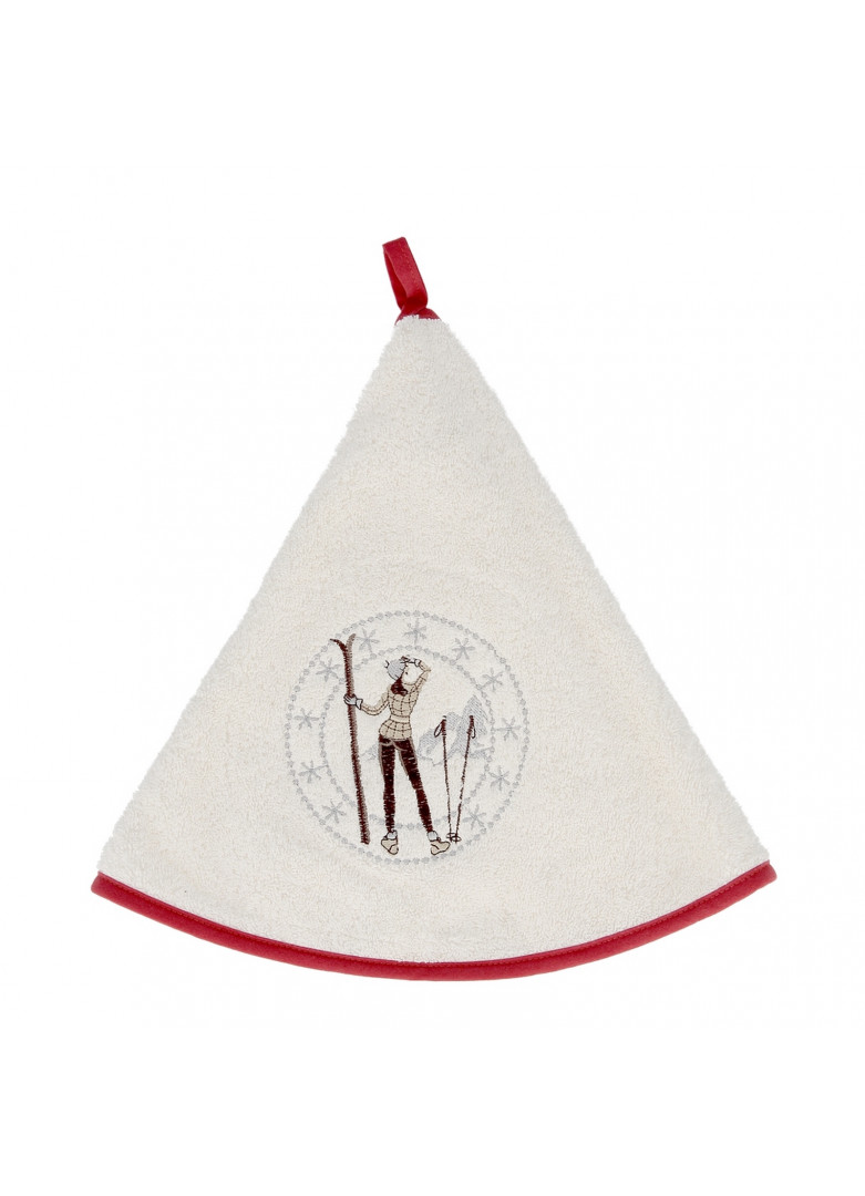 Torchon demi-lune en coton crème 70cm Torchon demi-lune en coton crème 70cm