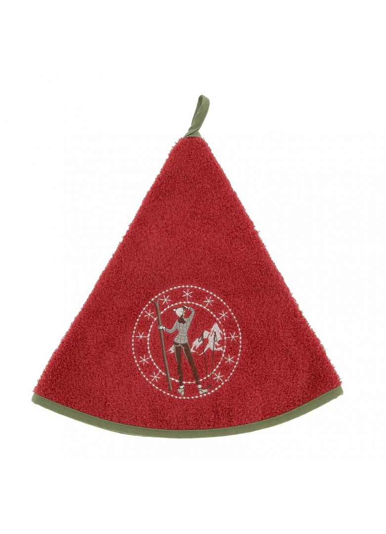 Torchon demi-lune en coton rouge 70cm Torchon demi-lune en coton rouge 70cm